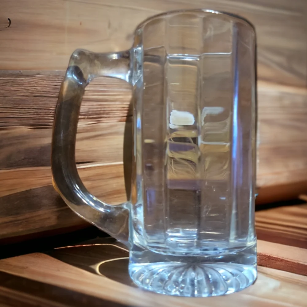 Vtg Beer Mug Heavy Glass Stein 2 Flying Ducks Cattails Reeds